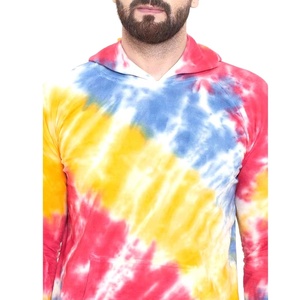 Survêtement Tie Dye bleu pour hommes avec logo sérigraphié Ensemble décontracté deux pièces Vente en gros de vêtements pour hommes pour tenues décontractées et de sport - Product Image 4