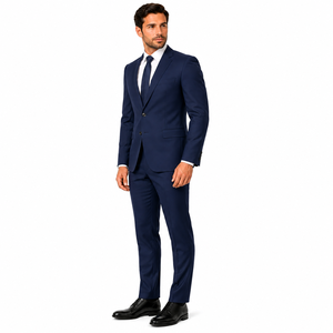 Costume formel pour homme avec logo personnalisé, veste à 2 boutons et revers cranté, ensemble pantalon, couleur unie, ensemble de costume d'affaires personnalisé pour homme - Product Image 5