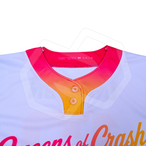 เสื้อเบสบอลโพลีเอสเตอร์สีขาวแดงส้มไล่เฉดแบบยูนิเซ็กซ์ ขายส่ง กระดุมสองเม็ด แขนสั้น คอวี แห้งเร็ว ระบายอากาศได้ดี เหมาะสำหรับเป็นยูนิฟอร์ม - Product Image 3