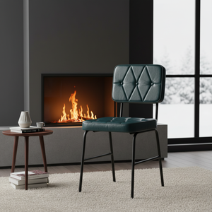 Luxury Dining Chair with Tufted Backrest and Seat Metal Frame Accent Chair for Home Restaurant Cafe Hotel Furniture - Product Image 3