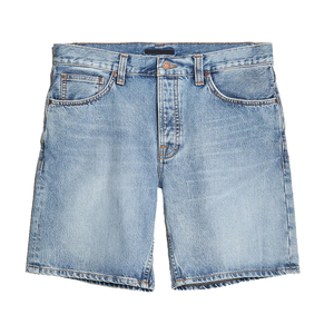 Shorts de Mezclilla Casuales de Cintura Alta, Estilo Urbano, 100% Algodón, Secado Rápido y Transpirables, Lavables, con Estampado de Goma en Relieve - Product Image 1