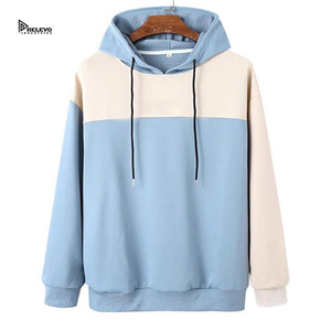 เสื้อฮู้ดผู้ชายสีฟ้าอ่อน แขนเสื้อแบบแร็กแลน ทรงโอเวอร์ไซส์ สีพื้น ผ้าถักนิตติ้ง คอตตอน สวมใส่สบายๆ สำหรับฤดูใบไม้ร่วง จาก Relevo Industries - Product Image 2