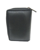 Portefeuille en cuir véritable personnalisé avec blocage RFID pour hommes, avec fermeture à glissière et décorations en chaîne, doublure en polyester