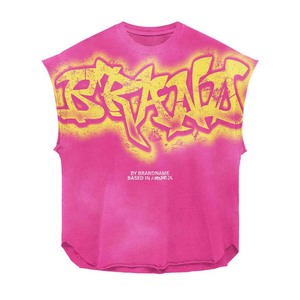 Camiseta sin mangas para mujer, algodón jersey premium, transpirable, estampado de grafiti amarillo, logotipo personalizado con serigrafía, camisetas de algodón para mujer - Product Image 1