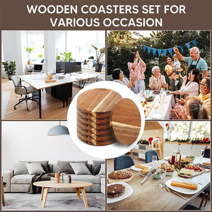 WDF Houten Onderzetter Petit Assiette En Bois Posavasos De Madera <b>Blank</b> Engraveable Acacia <b>Wooden</b> Coasters Sets with Holder - Product Image 5
