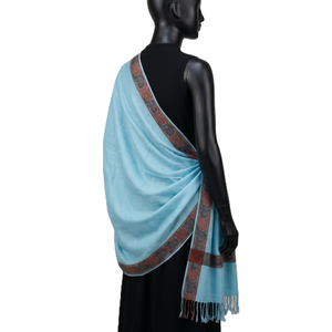 Chal Acrílico Azul Claro para Mujer, con Bordado Floral, Cálido, Suave y Ligero, Bufanda Étnica para Uso Diario en Invierno - Product Image 2
