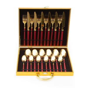 Brass Spoon Salad Serving Set Fork/Dessert Spoon 10ml Capacity Gold Plated <b>Mirror</b> Polish Red Packing <b>Box</b> for Giveaways - Product Image 3