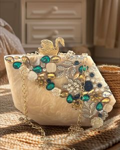 Bolso de Noche Moderno con Adornos de Piedra y Resina Epoxi, con Cadena, para Eventos Festivos, Acabado Liso, Bolso de Moda - Product Image 2