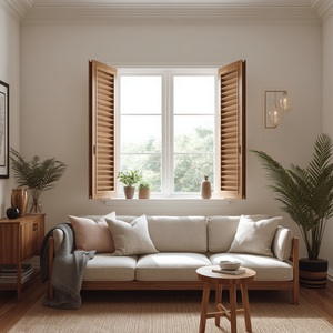 Farmhouse Solid Wood Shutters Modern Minimalist Design Interior <b>Window</b> <b>Panels</b> Wooden Louver Finished Bathroom Living Room Decor - Product Image 6