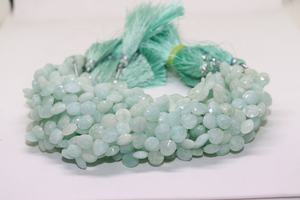 Venta al por mayor de gemas indias: Cuentas facetadas de amazonita de alta calidad en forma de corazón de 7 mm, hebras de briolette de 8 pulgadas, igual a la imagen. - Product Image 2