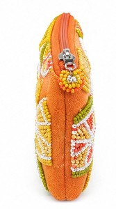 Pochette perlée à motif de fruits pour femme, style bohème, avec fermeture éclair, orange, faite à la main, pour usage quotidien - Product Image 4