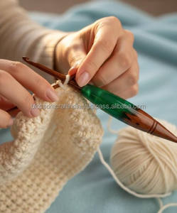 Premium Quality Handmade <b>Crochet</b> <b>Hook</b> Combining Natural Wood and Epoxy Resin for Stylish Knitting Craft Tools - Product Image 1