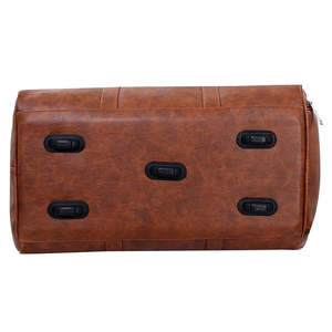 Wholesale <b>Brown</b> Leather Travel Duffle Bag with Shoe Compartment Double Handles Adjustable Shoulder Strap Travel <b>Backpack</b> - Product Image 5