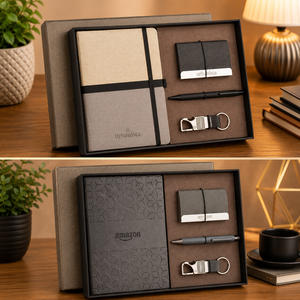 Set de Regalo Empresarial Promocional con Personalización de Logotipo, Cuaderno de Cuero PU Acanalado, Bolígrafo, Tarjetero, Llavero de Oficina - Product Image 6