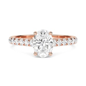 Oval Diamond Shoulder <b>Set</b> <b>Ring</b> 0.50 Ct Lab Grown Diamond In 18K Yellow White Rose <b>Gold</b> And Platinum - Product Image 3