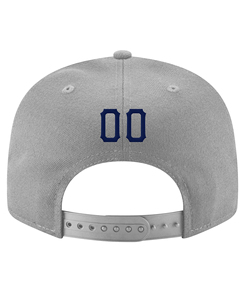 Custom Gray Adjustable Snapback 6-Panel Baseball Cap With <b>Navy</b> Red Embroidered R Logo Front Panel Fitted Unisex Casual <b>Hat</b> - Product Image 5