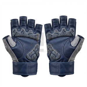 <b>Leather</b> Weightlifting Gloves with Non-Slip Palm Protection Adjustable <b>Wrist</b> <b>Strap</b> Half Finger Design for Gym Weight Training - Product Image 5