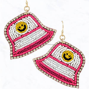 Handmade Beaded Statement Earrings Colorful Bell Shape Hoop Design Rhinestone Border Cute Fashion <b>Jewelry</b> for Party Wholesale - Product Image 2