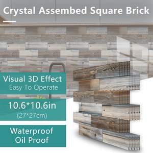 12 pièces carreaux de mur en PVC auto-adhésifs étanche résistant à l'huile grain de bois épissage autocollant mural pour cuisine Peel Stick papiers peints - Product Image 3