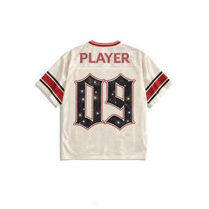 Camiseta de fútbol americano gótica con diamantes de imitación para mujer, de malla, transpirable, de poliéster, con cuello en V, estilo urbano, uniforme de equipo, OEM - Product Image 3