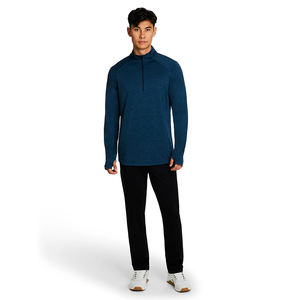 เสื้อยืดแขนยาวผู้ชายแบบลำลอง ซิป 3/4 สีกรมท่า ดีไซน์สั่งทำพิเศษ ผ้าโพลีเอสเตอร์/คอตตอน แห้งเร็ว กันยับ - Product Image 6