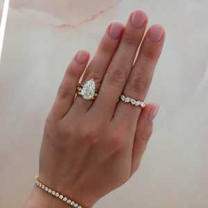 5ct Pear Lab Grown Diamond Engagement <b>Ring</b> 1.25mm <b>Thin</b> Band 14k Solid Gold Floating Solitaire Wedding <b>Ring</b> Wholesale Factory - Product Image 4