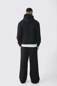 Survêtements d'hiver unisexes coupe ample en molleton 350 g/m² avec logo personnalisé imprimé en mousse, teinture unie, sweats à capuche streetwear surdimensionnés de haute qualité - Product Image 4