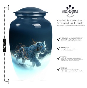 Urna de Aluminio Blanca con Diseño de Mariposa Azul para Cenizas de Adultos, Urna Funeraria Conmemorativa, Hermosa Urna de Aluminio de Tamaño Completo - Product Image 3
