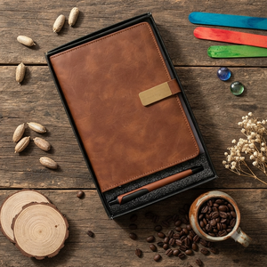 Ensemble cadeau de carnet de notes Aurelux vintage en velours PU marron de qualité supérieure avec boucle en métal doré, stylo et boîte, fournitures de bureau professionnelles - Product Image 6