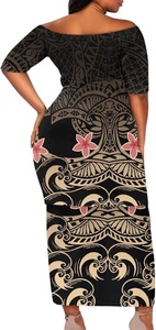 Vestido largo Puletasi de Samoa para mujer, con estampado tribal polinesio, elegante estilo isleño, ropa para ocasiones especiales - Product Image 5