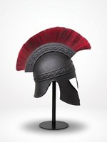 Réplica del Casco Espartano de Odiseo |   Casco de Guerrero Griego de Acero Calibre 18, con Cresta Roja