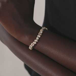 Tennis Bracelet Custom 14K 18K <b>Solid</b> <b>Gold</b> 11 Carat Mixed Cut Lab Grown Diamond Full Bezel Set 7 Inch Wholesale Premium Luxury - Product Image 2