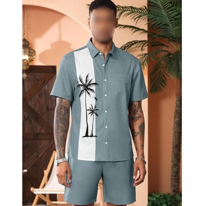 T-shirt unisexe vintage délavé 2026, style décontracté, uni, pour homme, ensemble d'été court, survêtement - Product Image 1