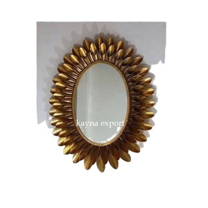 Espejo de pared de Metal decorativo decoración del hogar Oval montado en la pared restaurante y habitación de Hotel vestíbulo espejo de pared decoración con acabado dorado - Product Image 1