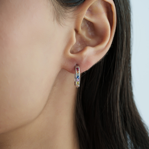Impresionantes pendientes de aro finos de plata de ley 925 con múltiples gemas de zafiro para mujer, joyería a precio de mayoreo. - Product Image 2