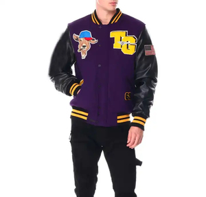 Women's Varsity <b>Jackets</b> with Custom Chenille Embroidery Logo And Leather Sleeves University Letterman Style <b>Jacket</b> And OEM - Product Image 4