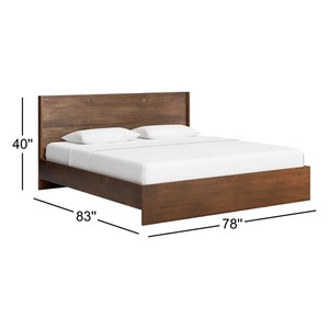 Modern Solid Wood <b>Platform</b> <b>Bed</b> <b>with</b> Minimalist Headboard | Premium Wooden <b>Bed</b> Frame for Bedroom - Product Image 2