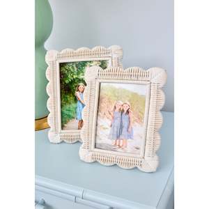 Scallop Rattan <b>Picture</b> <b>Frame</b> Wicker Photo <b>Frame</b> Decorative Tabletop <b>Frame</b> <b>Rustic</b> Accent Perfect For Bedroom Home Decoration - Product Image 5