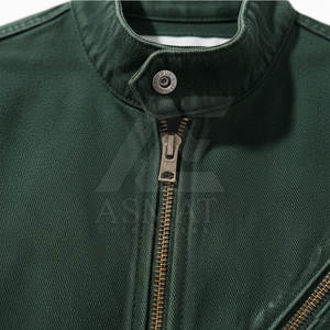 Chaqueta de mezclilla para hombre con cremallera, cuello alto, estilo moderno, informal, con bolsillo con cremallera en el pecho, MOQ bajo - Product Image 3