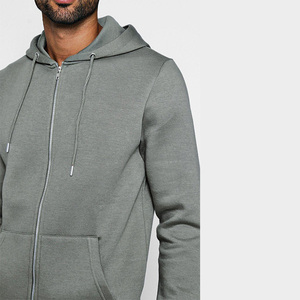 Ensemble de survêtement sportif gris à capuche pour homme, fermeture éclair intégrale, couleur unie, sweat-shirt et pantalon en coton, coupe classique, pour l'automne - Product Image 4