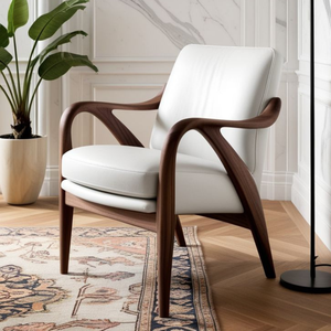 Exquisito Sillón Moderno de Nogal Orgánico con Estructura de Madera Escultural Fluida - Product Image 1