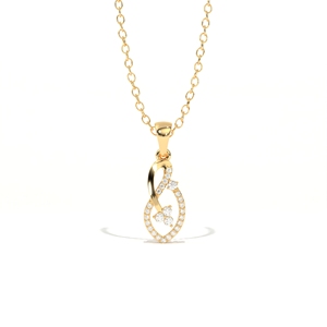 Pendentif rond en or jaune 14 carats plaqué or avec diamant cultivé en laboratoire Aarinya pour mariage et fiançailles - Product Image 3