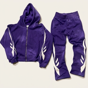 Ensemble survêtement homme personnalisé imprimé, 100% coton, style Y2K, avec sweat à capuche et pantalon de jogging color block - Product Image 3