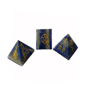 Lapis Lazuli Reiki Three Piece Polished Waterproof Pyramid <b>Set</b> <b>Crystal</b> Stones Symbolic Designs Feng Shui Art Collectible Display - Product Image 6