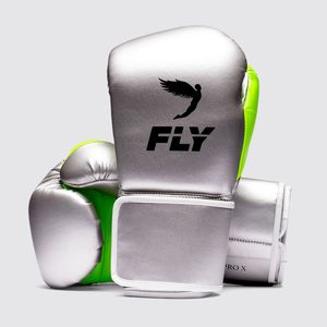 Gants de combat Pro Fighting Fly Sparring Superloop X Vert Argenté avec sangle de protection pour le poignet, gants de boxe, gants d'entraînement Muay Thai, gants de gym - Product Image 1