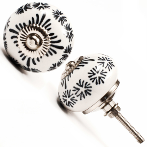 Boutons de meuble en céramique traditionnels, motif noir et blanc, écologiques, antirouille, poignées de tiroir de cuisine durables, pour armoire et meubles - Product Image 5
