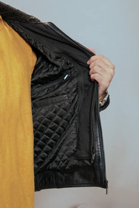 Chaqueta de Cuero de Invierno de Alta Calidad para Hombre, Estilo Urbano, con Cuello de Piel de Vaca, Logotipo Personalizado, Fabricación en Pakistán, Venta al Por Mayor OEM - Product Image 3