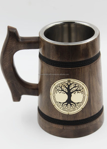 Chopes à bière en bois naturel faites à la main pour boire du thé, du café, du vin, de la bière, tasses en bois d'Inde - Product Image 3