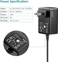 Alimentation 9V 2A pour routeur, haut-parleur, lecteur DVD, pédales de guitare, 6 embouts interchangeables et câble à polarité inversable