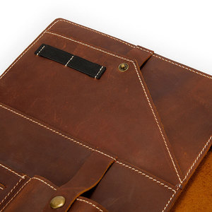 Customized Brown Leather Portfolio Organizer <b>A4</b> Document <b>Folder</b> Card Holder Resume File Case - Product Image 5